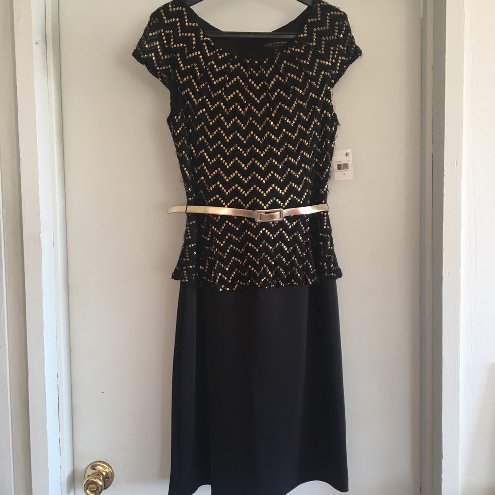 Black with metallic gold dress